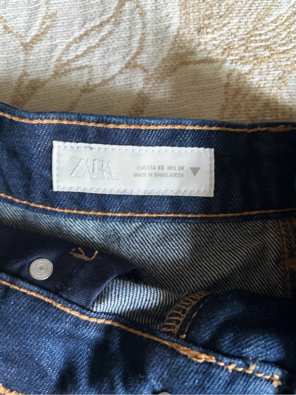 Zara Dark Indigo Denim Skirt with Contrast Stitching